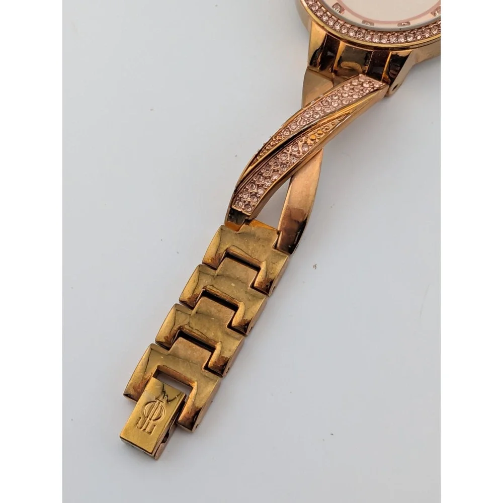 Jennifer Lopez Watch Womens 32mm Two Tone Pave Bezel 6.75